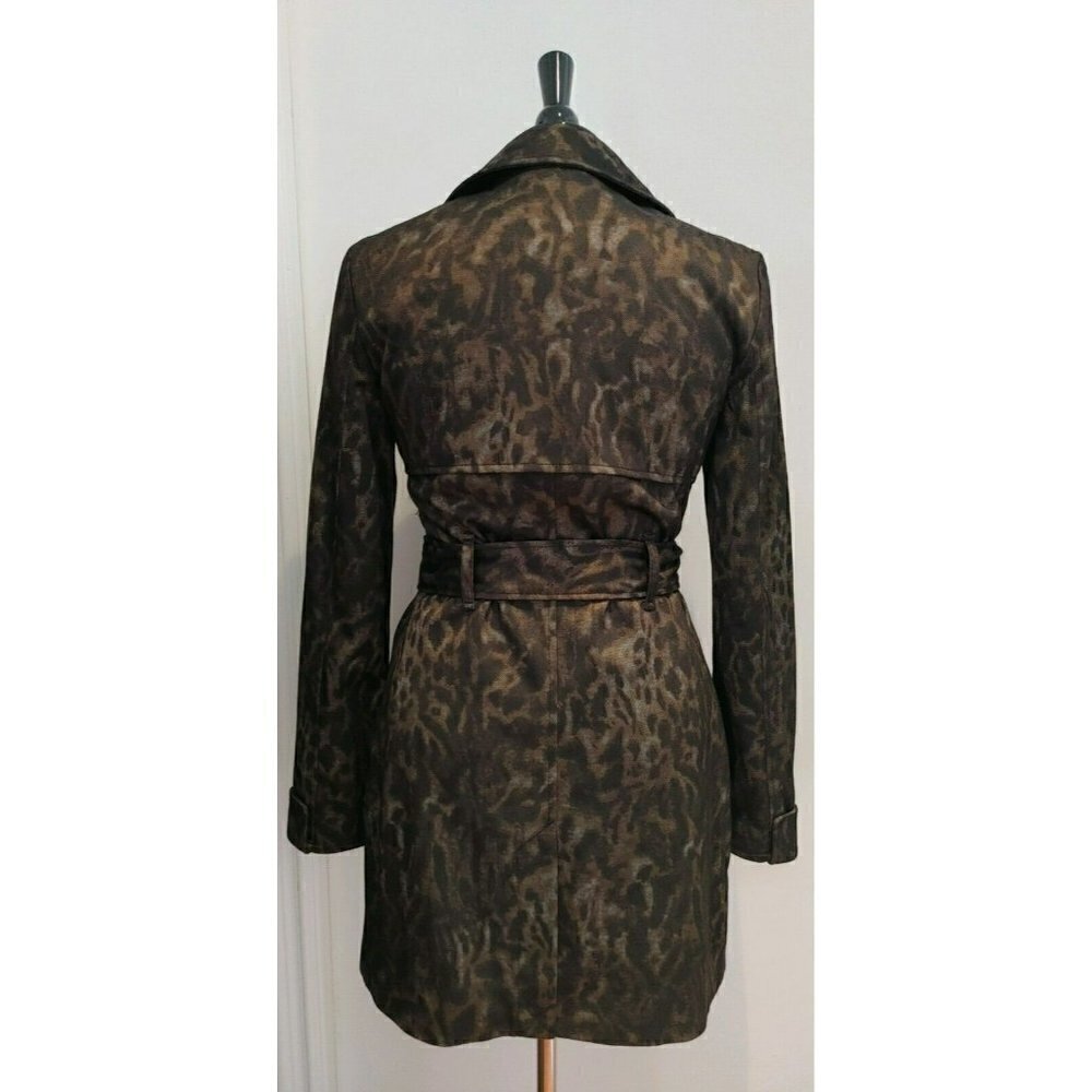 Walter Baker Brown Black Animal Print Jenny Trench Coat Size Small - Picture 5 of 7